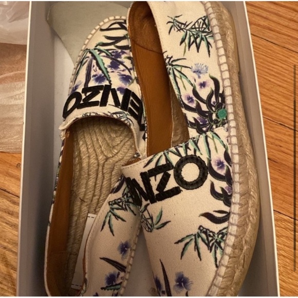 Kenzo Cream and Purple Espadrilles with Botanical Design size US 8 EU 40 - Picture 3 of 4